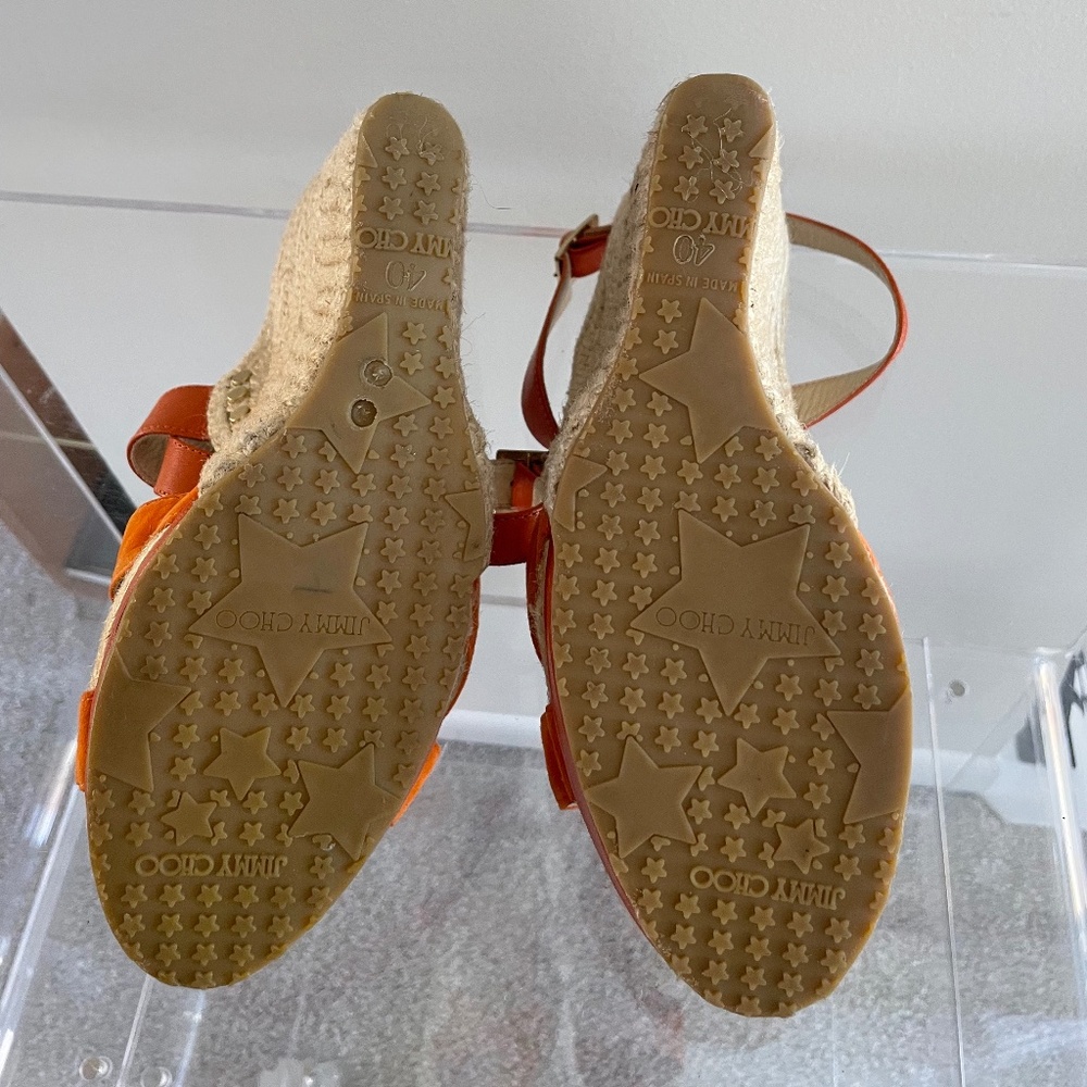 Jimmy Choo Orange Espadrille Wedge Sandals - Picture 5 of 5